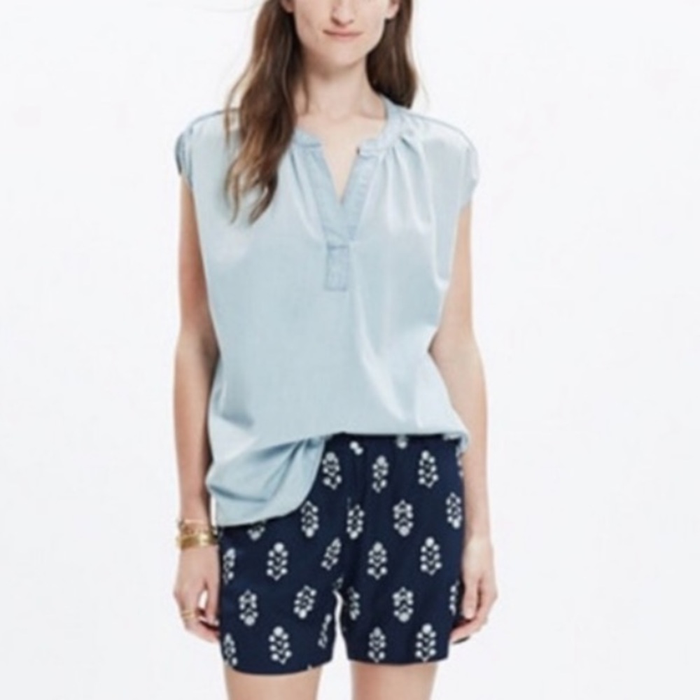 Madewell Blue Chambray Popover Tank XXS